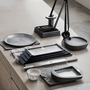 Ensemble d'assiettes à dîner en mélamine, rectangulaires, noir mat, 2 pièces - Product Image 2