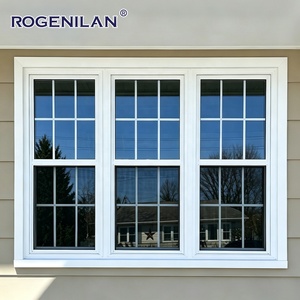 Fenêtres à double battant en aluminium Rogenilan <span class=keywords><strong>de</strong></span> style américain, étanches aux intempéries, vitrage Low-E, ventilation personnalisée pour les maisons - Product Image 1