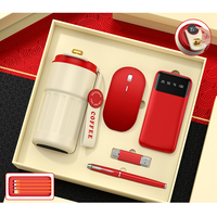 Juego de caja de regalo de taza de café de negocios de lujo con pistola de masaje de paraguas logotipo personalizado cargador de ratón inalámbrico juegos de regalo corporativo