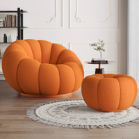 Fauteuil de Salon Nordique en Tissu Bouclette de Luxe, Canapé Monoplace, Chaise Longue d'Appoint Paresseuse
