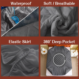 Pelindung antiair Premium bantalan tanpa suara dengan kantung dalam sarung kasur lembut & antilembap (abu-abu) - Product Image 3