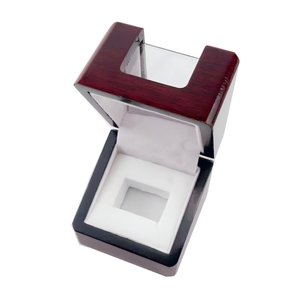 Fashion Jewelry Wood <strong>Ring</strong> Boxes Wholesale Custom Sports <strong>Championship</strong> <strong>Ring</strong> Premium <strong>Display</strong> <strong>Box</strong> Wooden with Logo Red 1-60 Holes - Product Image 3