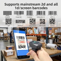 N200 Mini Scanner d'Anneau Portable Sans Fil pour Lecteur de Codes-Barres et Codes QR avec Rotation à 330° et Autonomie de 10 Heures