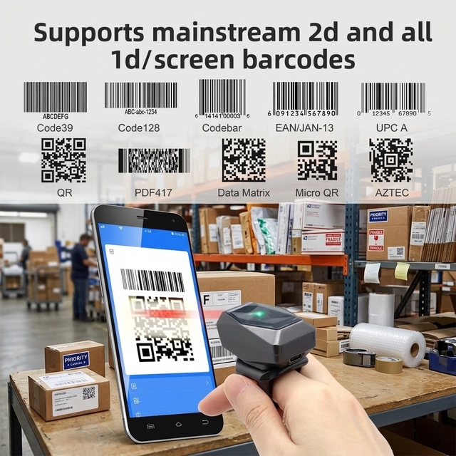 N200 Mini Wearable Ring Scanner Wireless for Barcode & QR Code Reader with 330 Rotation and 10-Hour Battery Life