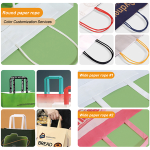 Calidad Precio al por mayor Biodegradable Color Kraft Tote Bolsa de papel Fondo plano Marrón Kraft Bolsa de transporte para comida rápida Café para llevar - Product Image 5