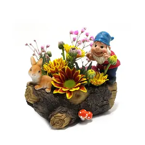 New dwarf rabbit flower potted ornament micro landscape garden home desktop decoration resin crafts can be customized