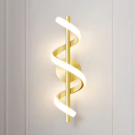 New Modern Minimalist Creative Spiral Bedroom Wall Lamp Living Room Gold TV Backdrop LED Wall Light Wave Iron Touch Control