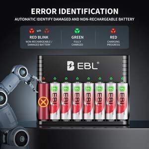 EBL 8 <b>Pack</b> 3000mwh 1.5V Rechargeable AA <b>Batteries</b> Constant Voltage Cylindrical <b>Lithium</b> <b>Ion</b> Rechargeable <b>Lithium</b> Charger - Product Image 5