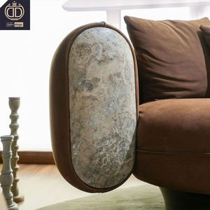 Canapé moderne incurvé en tissu marron <span class=keywords><strong>terracotta</strong></span> avec base en bois Meubles de salon luxueux pour maison et villa - Product Image 3
