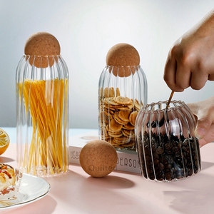 Bocaux de rangement en verre Borosilicate, mets frais, 1 pièce, couvercle en liège, pot de stockage des aliments, bocaux scellés, cadeau de luxe, pour la maison et noël - Product Image 3
