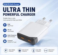 Chargeur mural HNT ultra-fin GaN PD 45W à double port, charge rapide, prise EU, PPS QC3.0, type C mince, pour Samsung iPhone 15 14