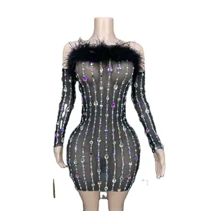 New fashion sexy exotic flavor skeleton dress Slim thin package hip dress ballroom stage costumes performance clothing