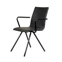 Chaise de salle à manger en fer Puruo en gros, style nordique, en cuir PU noir et velours, avec pieds en métal, pour restaurants et hôtels