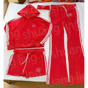 Nieuwe collectie dames winter 2-delige fluwelen set met aangepaste logo rits velours jack en broek velours dames trainingspak - Product Image 6