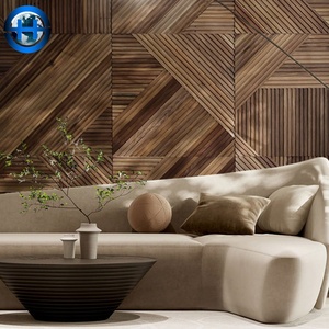 Mosaico de Madera de Nogal Negro Americano, Obra Maestra Arquitectónica, para Revestimiento de Paredes de Lujo en Salas de Estar de <span class=keywords><strong>Penthouse</strong></span> Exclusivos - Product Image 5
