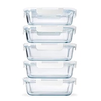 Boîte à lunch en verre compatible micro-ondes avec compartiment, capacité 1-3L, sans BPA, adaptée au stockage des aliments au réfrigérateur