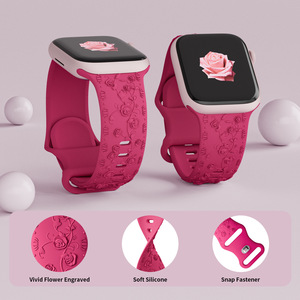 Correas <span class=keywords><strong>de</strong></span> Silicona <span class=keywords><strong>de</strong></span> Alta Gama para Reloj 9 Ultra, con Diseño <span class=keywords><strong>de</strong></span> Flor <span class=keywords><strong>de</strong></span> Rosa en Relieve - Product Image 2
