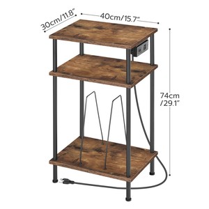 Support de tourne-disque industriel en métal à 3 niveaux avec support de disque vinyle Station de charge et étagère de rangement Support de plateau tournant - Product Image 2
