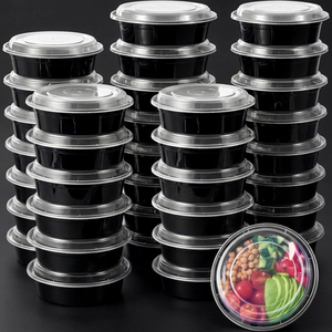 16oz 24oz 32oz Plastic Round PP Disposable Food Container <b>Microwaveable</b> <b>Bowl</b> Disposable Food Container <b>with</b> Leak Proof <b>Lid</b> - Product Image 1