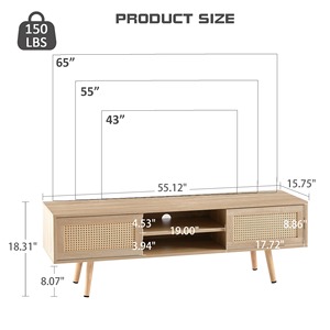 Set di Mobili per Soggiorno in Stile Moderno: Tavolino da Caffè, Mobile TV e Tavolino Laterale in Rattan e Legno, Fornitore di Fabbrica - Product Image 5