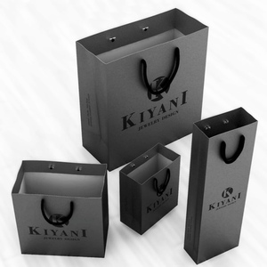 Tùy chỉnh in logo màu đen giấy kraft mua sắm quần áo mua sắm túi quà tặng sang trọng xử lý mini bao bì in túi giấy - Product Image 1