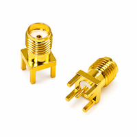 Connecteur RF SMA coaxial plaqué or en laiton, prise femelle SMA à 4 pattes pour montage sur circuit imprimé, vente en gros d'usine