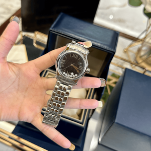 Montre-bracelet mécanique pour femme avec cadran noir, accents de diamants et bracelet en acier inoxydable Chopards - Product Image 5