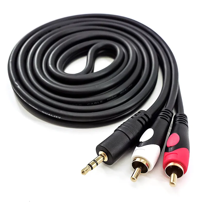 3.5mm aux to 2 rca cable aux car audio cable hifi ofc rca cable male to male