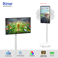 Televisor Inteligente LCD HDTV de 32 Pulgadas Hecho a Medida, Pantalla Táctil Portátil Recargable con Ruedas y Altavoz para Gimnasio y Juegos