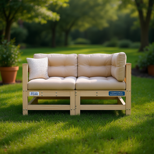Sofá de Jardín de Tela Oxford Beige, Cojín de Algodón PP de 25.0 Pulgadas, Muebles Elegantes para Exteriores, Dos Plazas, Duradero - Product Image 2