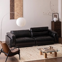 Ensemble de canapés de salon Zayshine en cuir noir de luxe moderne italien, 3 places, modulaire, appartement, bureau, canapé fonctionnel réglable