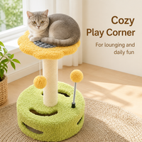 Griffoir pour chat en sisal, design floral et mignon, avec plateau tournant interactif et structure d'escalade, emballage carton, pour chats d'intérieur