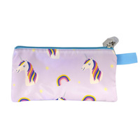 Trousse à crayons 3 couches pour enfants, imprimé licorne arc-en-ciel, pochette de papeterie multi-compartiments en Polyester, sac à stylos portable à fermeture éclair pour filles