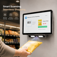 Terminal Pemeriksa Harga Android Windows 10.1 Inci, Kios Pemindai Barcode Layanan Mandiri, OEM ODM CE FCC, Produksi Skala Kecil
