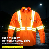 Camisas de Trabajo al por Mayor con Franjas Reflectantes, Manga Larga, Transpirables, de Alta Visibilidad, para Seguridad