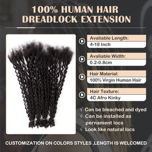 Extensions de dreadlocks permanentes faites à la main BLT 0,4 cm en cheveux brésiliens vierges Remy, ondulées et bouclées, pour hommes/femmes, 8 pouces - Product Image 2