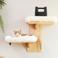 Étagères murales pour chat en bois massif, meubles en forme d'arbre, étagère flottante pour chaton, étagère murale pour chat avec coussin moelleux, perchoir pour chat