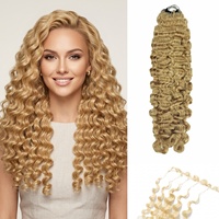 FH # Extensions de cheveux humains au crochet 27 Blonde Burmese Curly Miracle Knot pour tresses