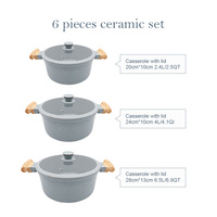 SANLANG Ensembles de batterie de cuisine à induction en gros, en aluminium moulé avec revêtement en granit céramique, comprenant des marmites et des casseroles robustes