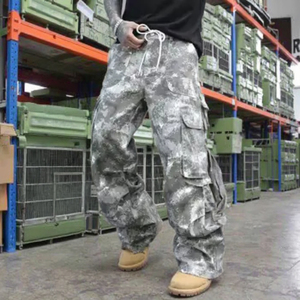 Heren Camo Baggy <span class=keywords><strong>Cargo</strong></span> Broek Vintage Trekkoord Elastische Taille Wijde Pijpen Joggingbroek Streetwear - Product Image 6