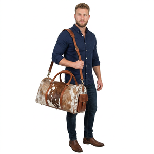 Sac de sport tactique unisexe en cuir de vachette véritable, forme ovale, double poignée, fermeture éclair, cadre, 20L, imperméable - Product Image 1