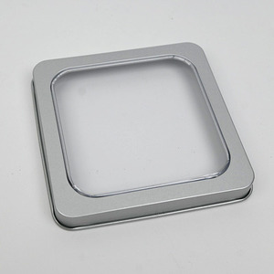 Custom Square Silver Metal Tin <b>Box</b> With Clear PVC Window Lid, Food Grade <b>Empty</b> Tin For Cookie Candy Visible <b>Gift</b> Storage Packing - Product Image 5