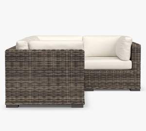 طقم أريكة حمام سباحة بإطار ألومنيوم من الراتان الصناعي، طقم أريكة خارجية للحدائق من الخيزران المنسوج - Product Image 4