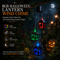Carillon solaire en forme de maison, mini lanternes effrayantes pour fête de jardin, lumières de Noël d'Halloween, lampes solaires de jardin à tête de crâne d'horreur
