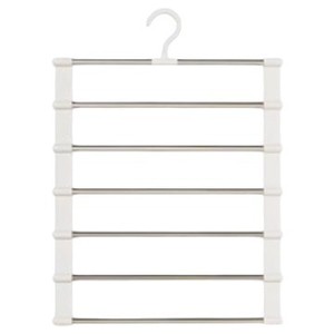 Multi Layer Trouser Rack White 7 Layer Hook Type Hanging Clothing Organizer Minimalist Wardrobe Space Saving Storage Rack - Product Image 4
