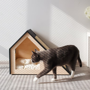 قفص القطط مثلث خشبي أسود داخلي مستدام وحديث الأكثر مبيعًا منازل القطط الفاخرة المقاومة للماء للأثاث - Product Image 4