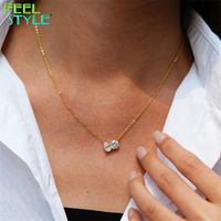 Collier pendentif en moissanite blanche 2 carats en argent sterling 925, chaîne avec pendentif en moissanite poire 1 carat, chaîne en argent avec moissanite ronde 1 carat
