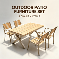 Ensemble de meubles de patio imperméables modernes pour restaurant et salon de jardin - Ensemble de table et de chaises écologiques et durables