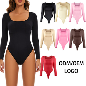Vêtement sculptant sans couture à manches longues et col rond pour femme, vêtement sculptant grande taille pour femme, lingerie pour femme - Product Image 1