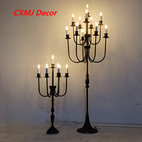 Grand chandelier en métal noir à 11 têtes pour décoration de mariage, centres de table, décoration de maison et de fête